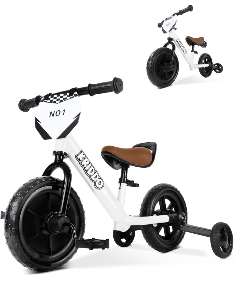 KRIDDO 2-en-1 Tricycle pour Enfants et draisienne, pédales Amovibles et Roues stabilisatrices repliables, Plaque Personnalisable