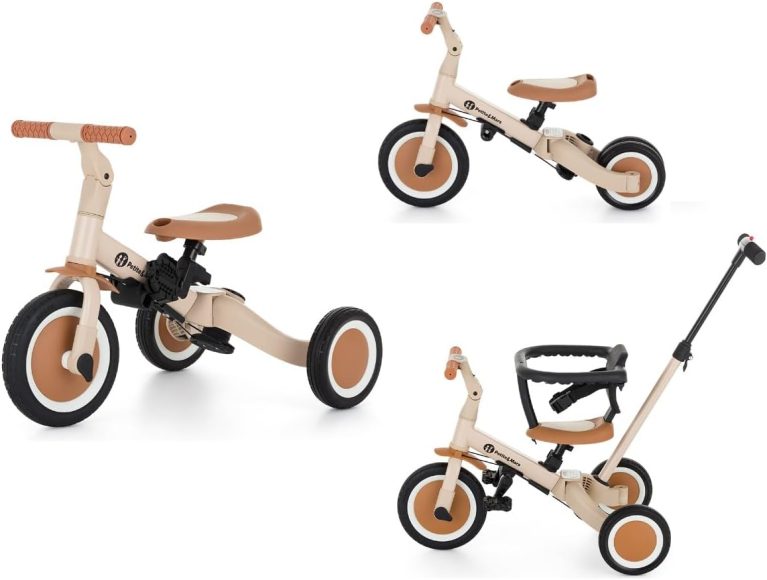 Petite&Mars Turbo 5-en-1 Tricycle Évolutif – Vélo Bébé Multifonction Réglable, 1,5 à 5 Ans (Desert Sand)